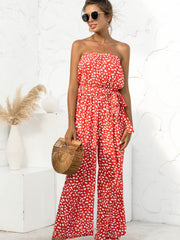 Bohemian Floral Strapless Beach Party Jumpsuit