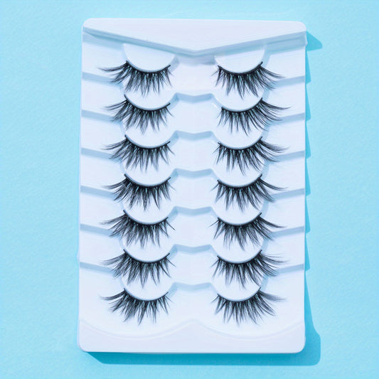 7 Pairs Fluffy Wispy Cat Eye False Eyelashes Pack