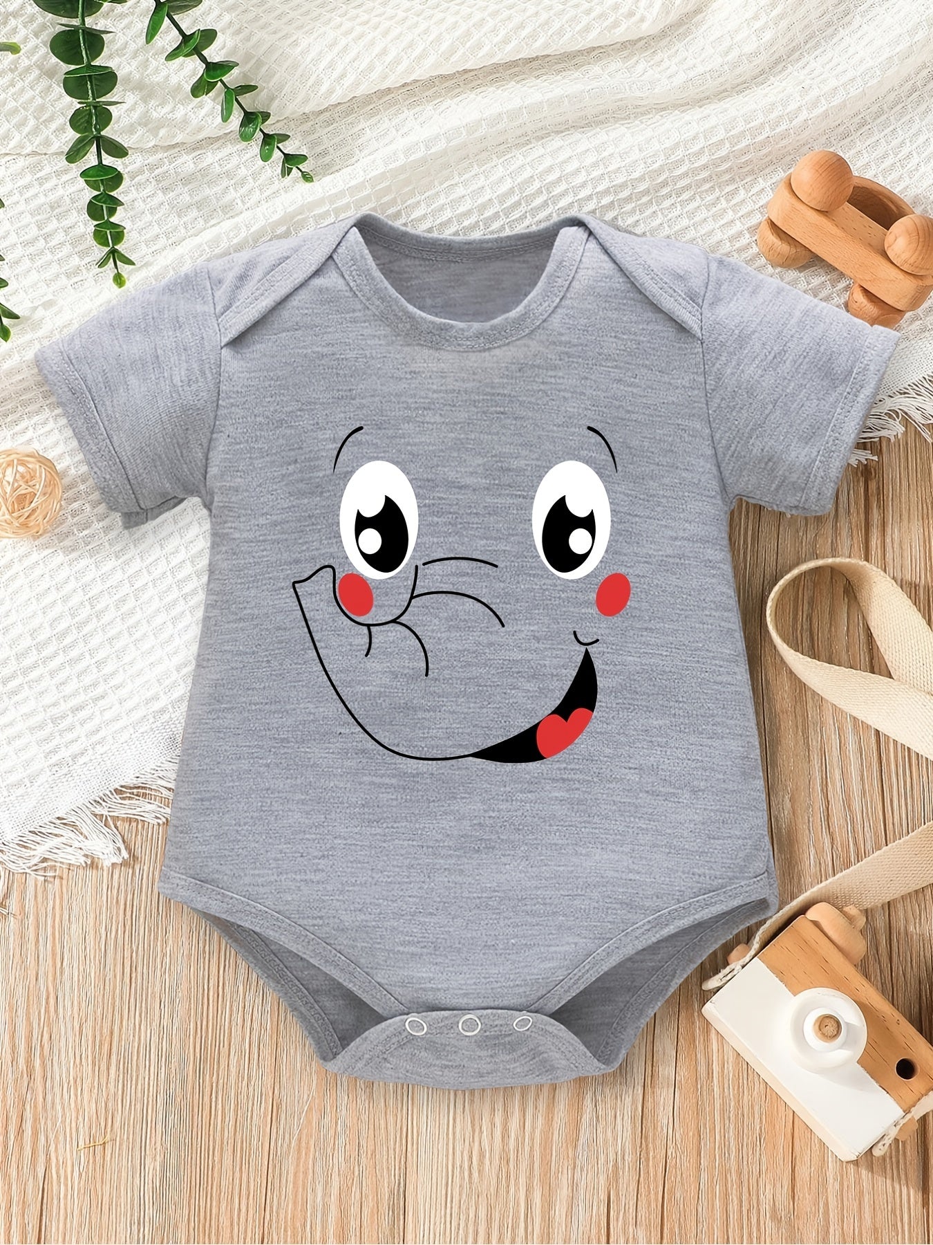 Cartoon Elephant Print Romper for Newborns