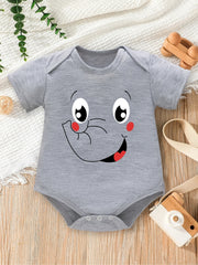 Cartoon Elephant Print Romper for Newborns