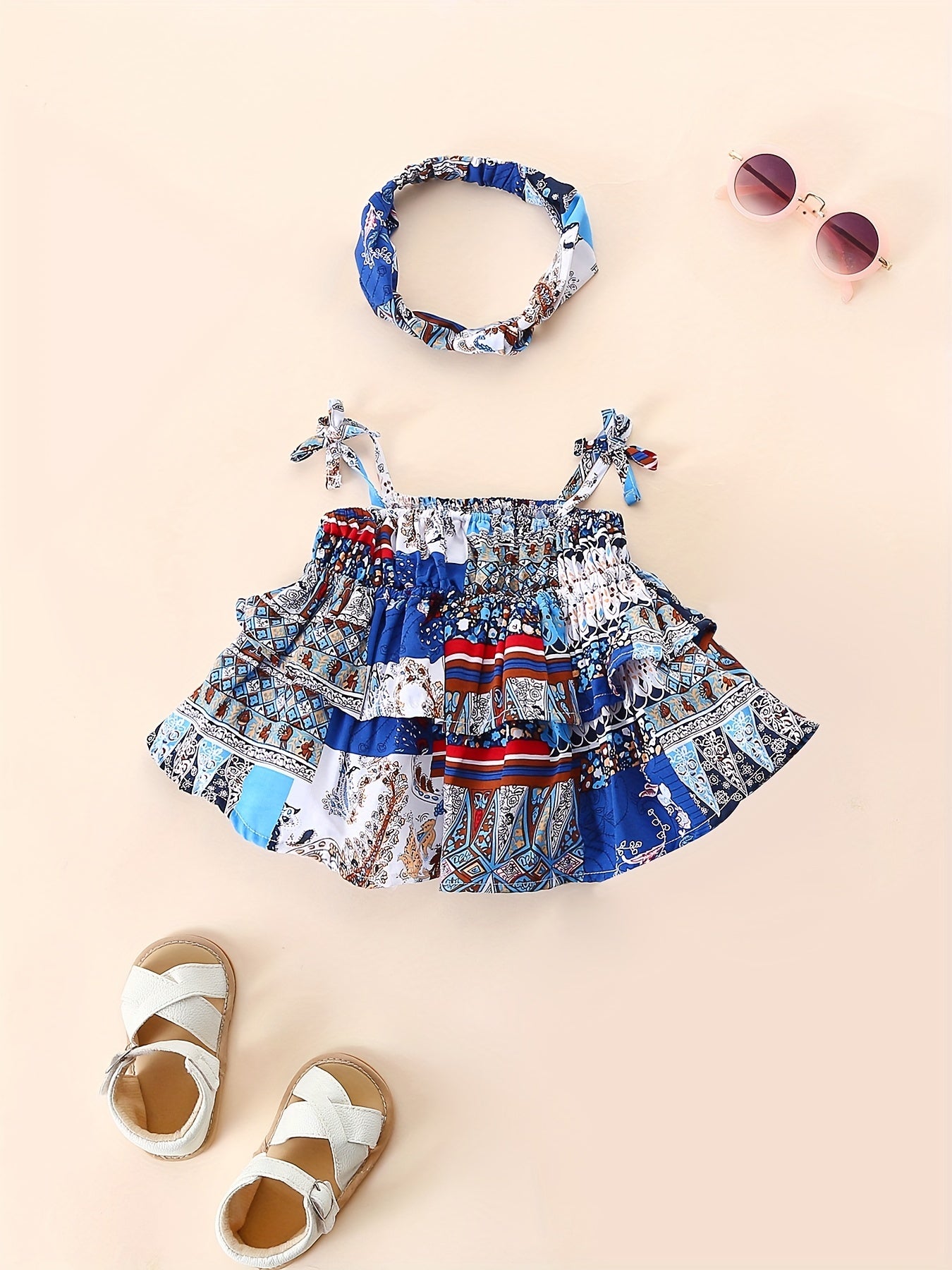 Baby Girl Ethnic Style Cami Top & Hairband Set