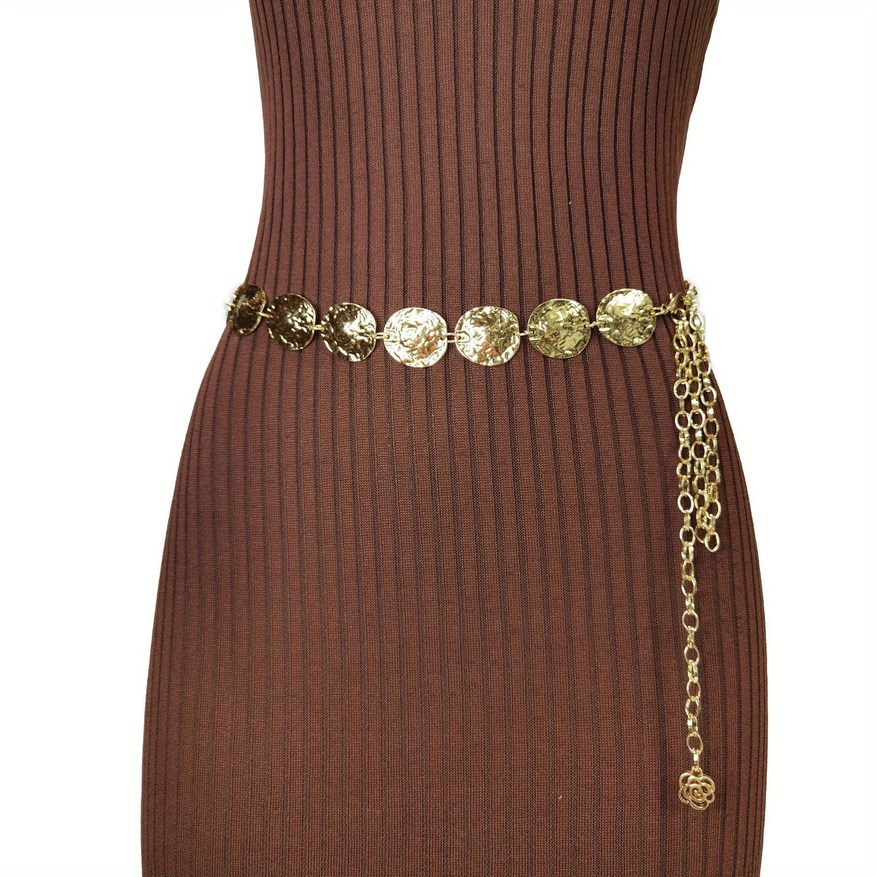 Golden Coins Metal Chain Belt Punk Adjustable Waist Chain Body Jewelry