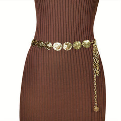 Golden Coins Metal Chain Belt Punk Adjustable Waist Chain Body Jewelry