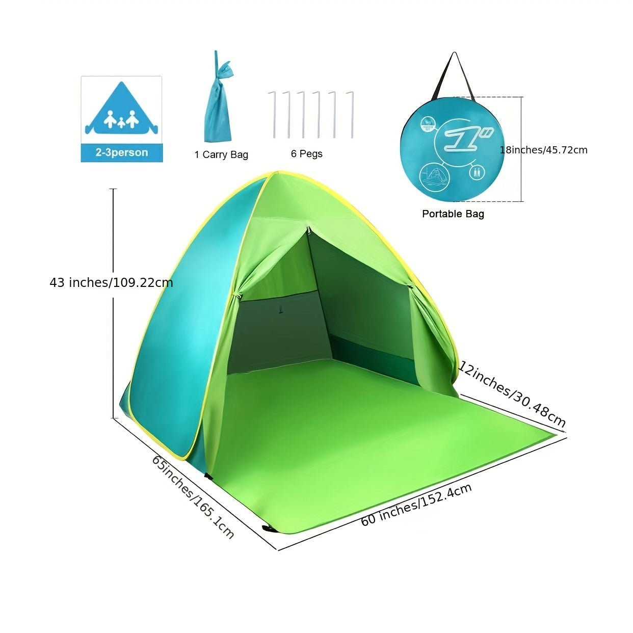 Portable Beach Tent UPF 50 UV Protection Lightweight Canopy