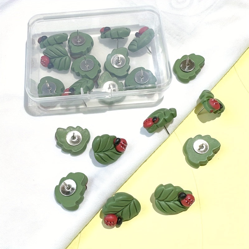 20pcs Leaf Pattern Nails Ladybug Decorative Cork Board Drawing Pins