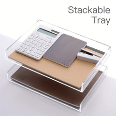 Clear Acrylic Desk Organizer 2 Tier Paper Tray Stackable File Holder