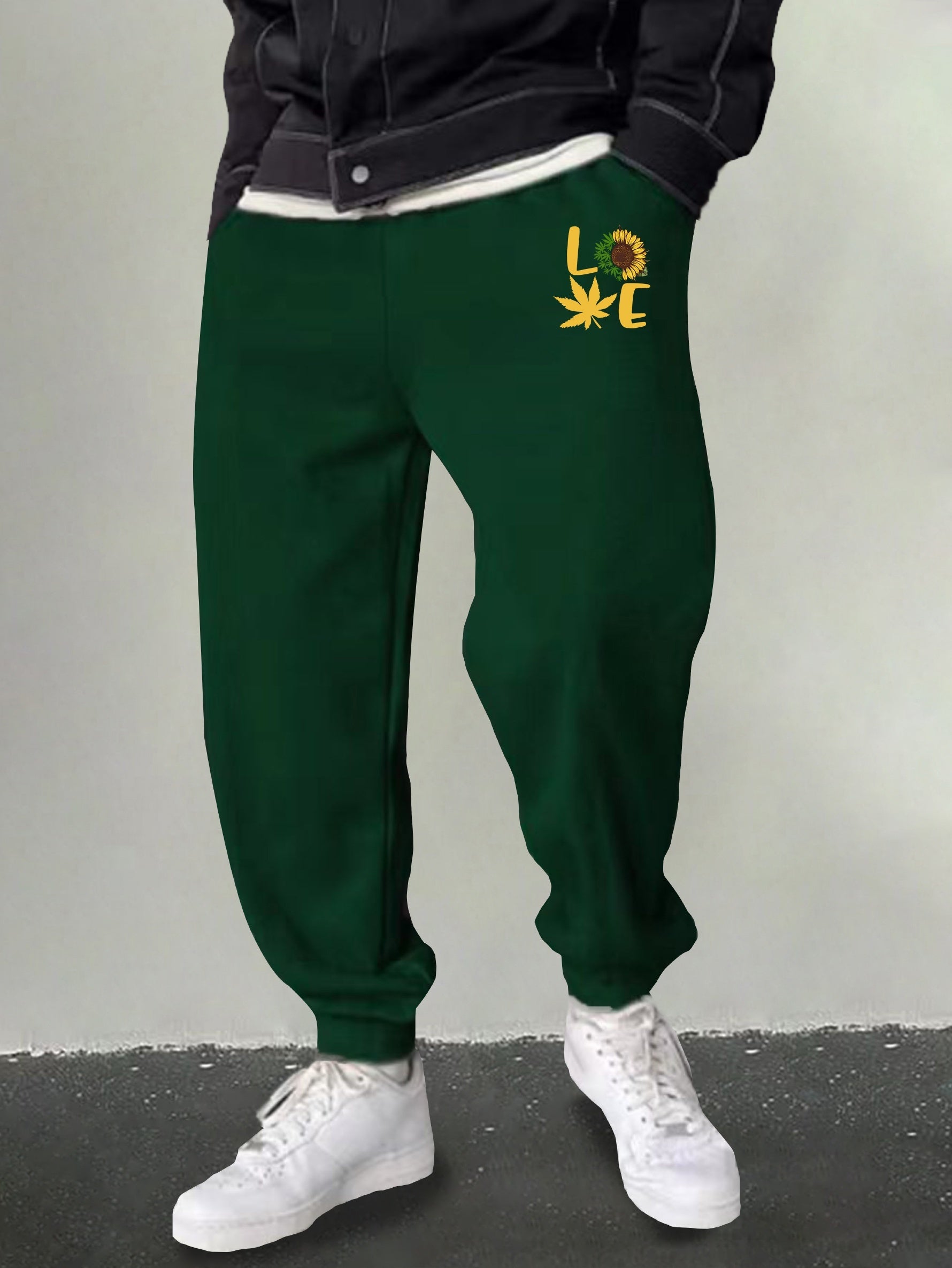 Men's Love Print Joggers Casual Stretch Sports Pants