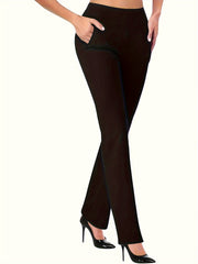 Women's Plus Solid Flared Leg High Waisted Pants