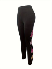 Christmas Tree Print Skinny Leggings Casual Elastic Waist Stretchy Leggings