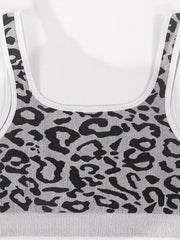 Leopard Seamless Tank Crop Top Backless Sleeveless Top Women's Lingerie