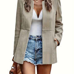 Solid Long Sleeve Blazer With Pockets