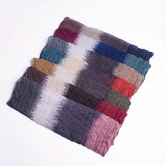 Vintage Tie Dye Voile Scarf Block Crinkle Shawl