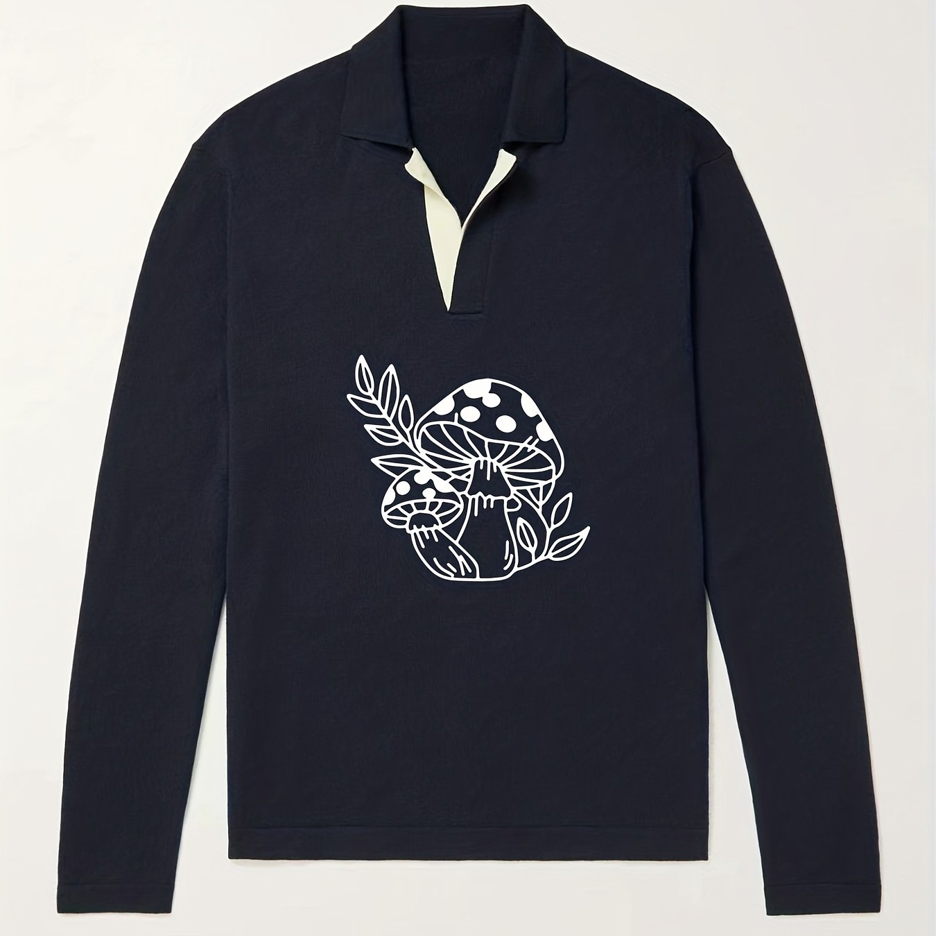 Men's Mushroom Pattern Knit Polo Shirt