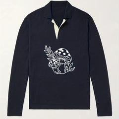 Men's Mushroom Pattern Knit Polo Shirt