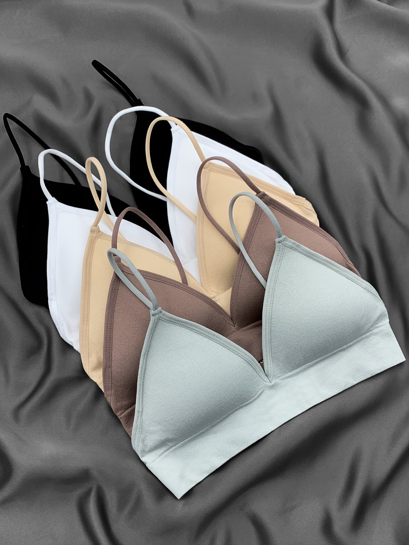 5 Pack Women's Deep V Sport Bras Double Strap Medium Stretch Lingerie