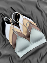 5 Pack Women's Deep V Sport Bras Double Strap Medium Stretch Lingerie