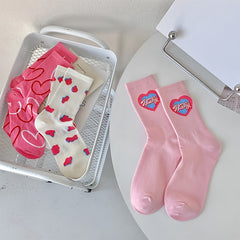 Heart & Leopard Print Socks Women's Mid Tube Stockings