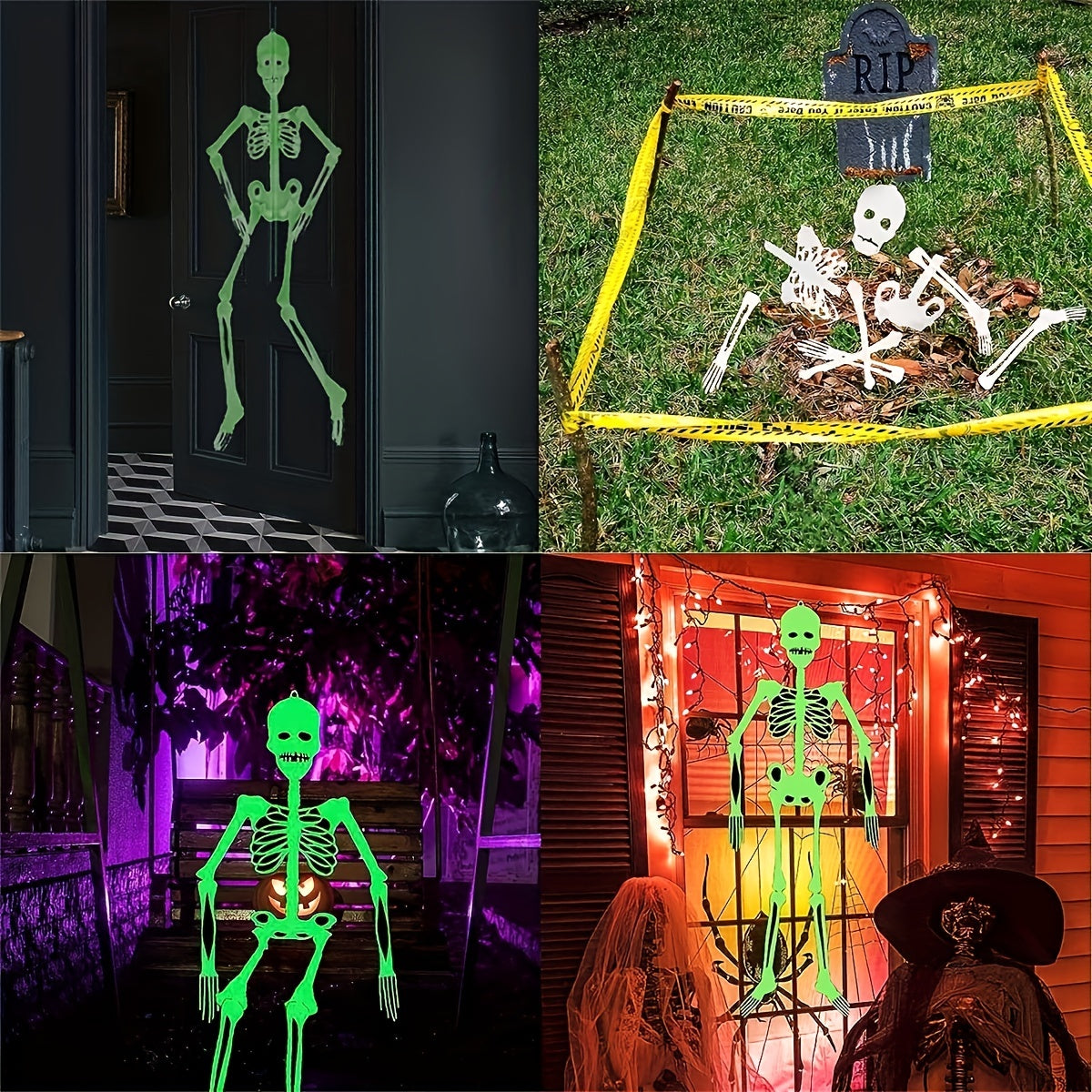 Large Skeleton Halloween Party Decoration 34-64 inch Luminous Outdoor Prop