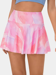 Tie Dye High Waist Sports Skort with Built-in Shorts