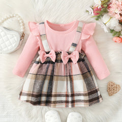 Baby Girl Pink Plaid Flannel Skirt Autumn Winter Gift