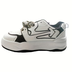 Women's Colorblock Casual Sneakers Low Round Toe Lace Up Shoes
