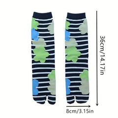 Cartoon Print Toe Socks Women's Mid Tube Stockings