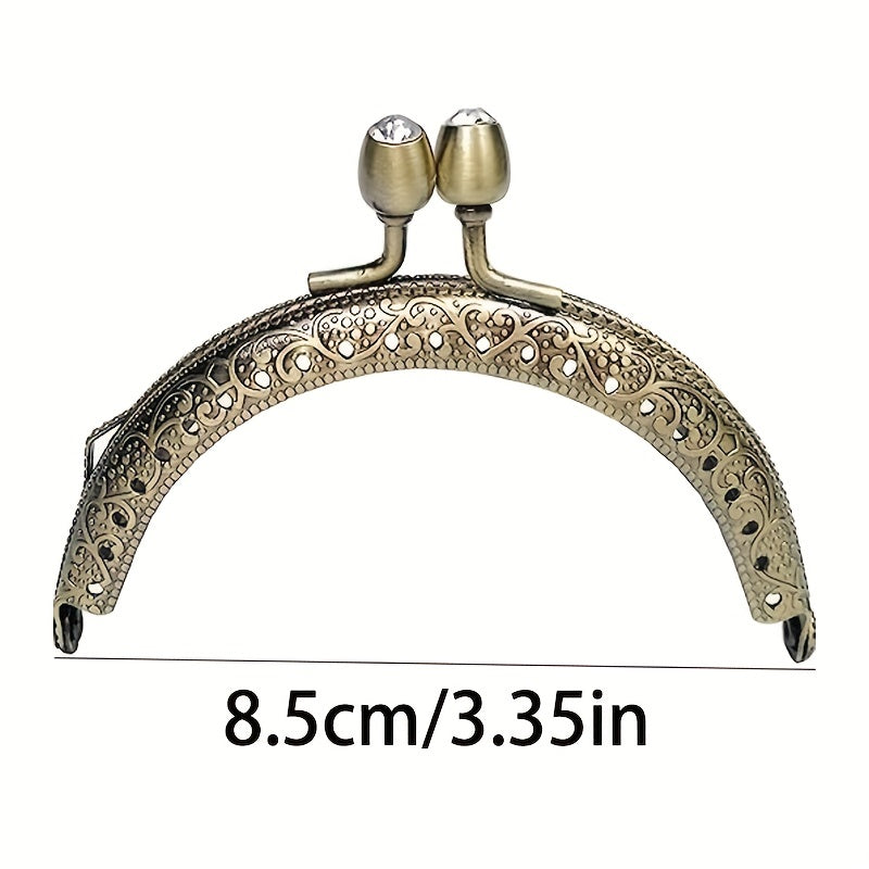 5Pcs Rhinestone Metal Purse Frame Kiss Lock Clasp Wallet Clutch Handbag Handles