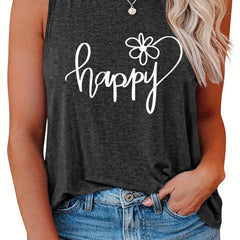 Floral & Letter Print Tank Top