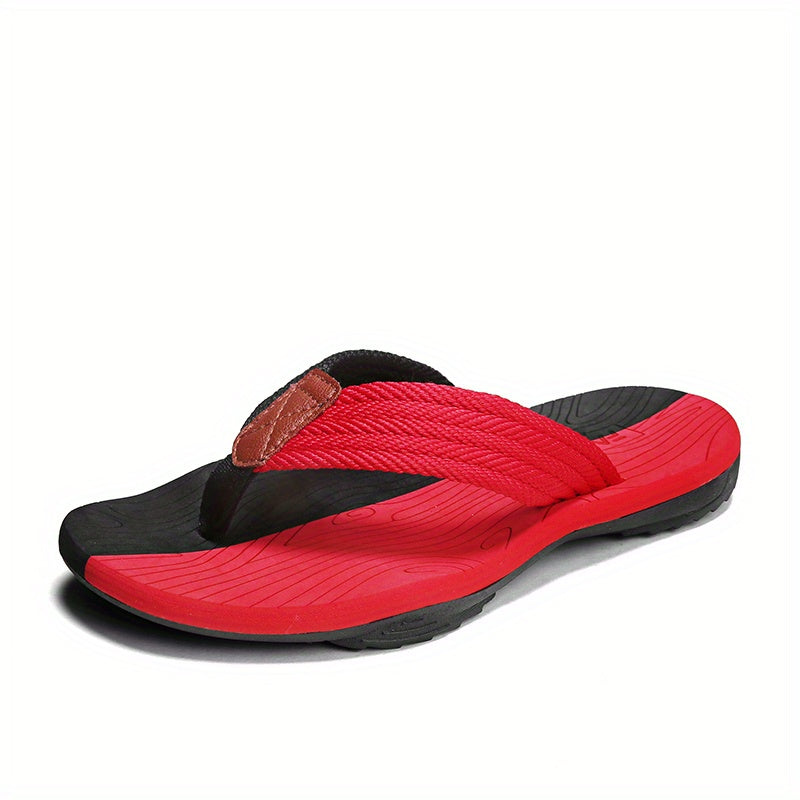 Men's Striped Flip Flops Arch Support Lightweight Beach Sandals