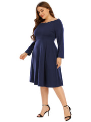 Off Shoulder Midi Dress Women's Plus Stretchy Dress