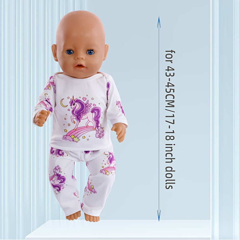 2pcs Unicorn Dinosaur Doll Clothes for 43 and 17 18inch Reborn Dolls
