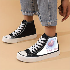 Fantasy Heart Print High Top Canvas Sneakers