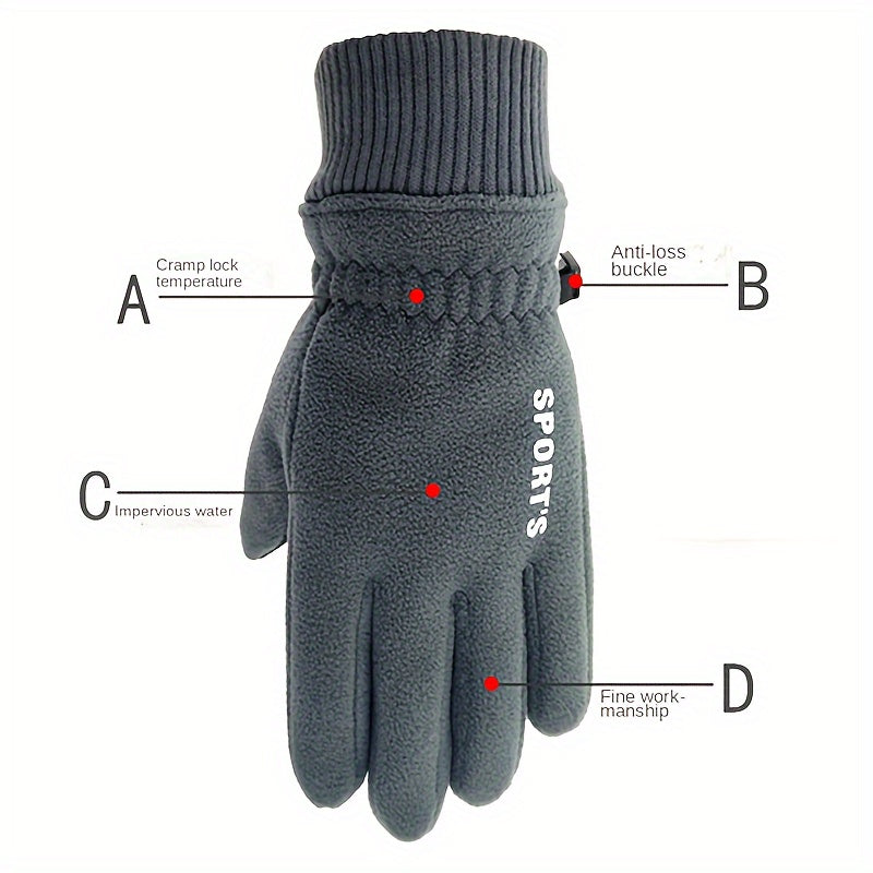 Men's Winter Cycling Gloves Touch Screen Polar Fleece Warm Sports Driving Gloves