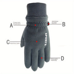 Men's Winter Cycling Gloves Touch Screen Polar Fleece Warm Sports Driving Gloves