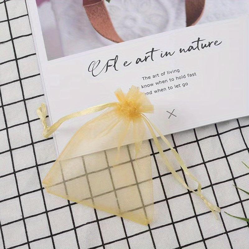 100pcs Organza Gift Bags Jewelry Party Wedding Sheer Drawstring Pouch Candy Bags
