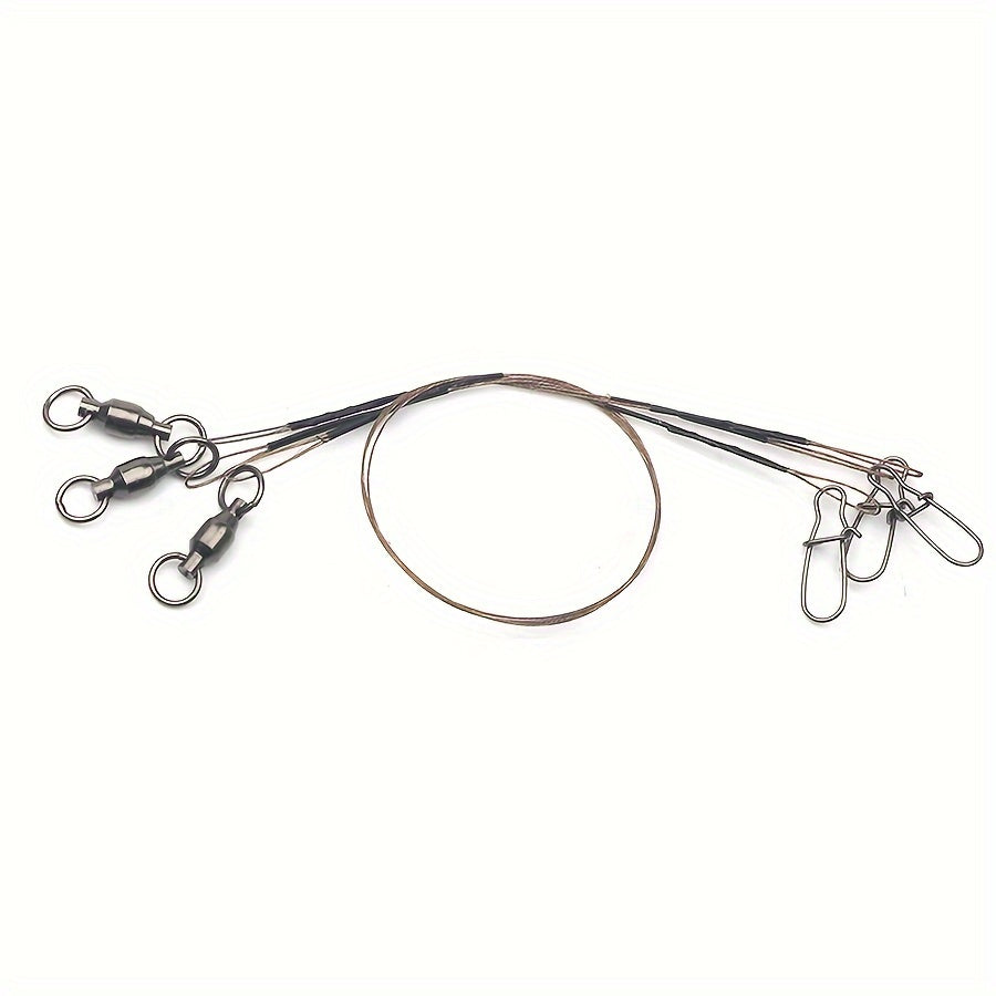 3pcs Sea Fishing Wire Leader with Bearing Swivel Fishing Tackle