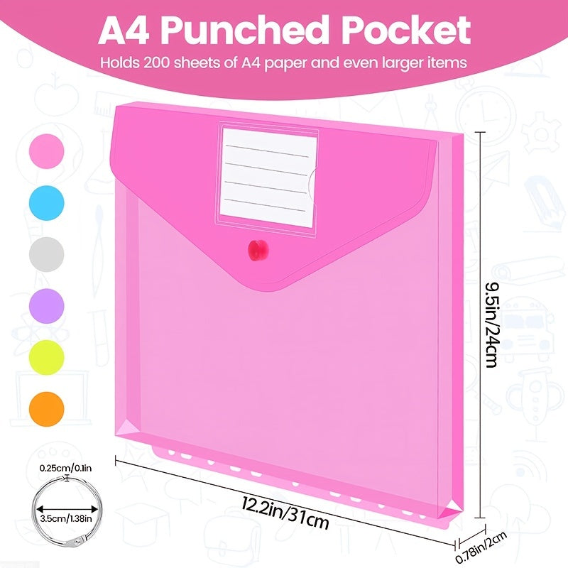 12pcs Heavyweight Binder Pockets w/ Closure & 3 Ring Circles