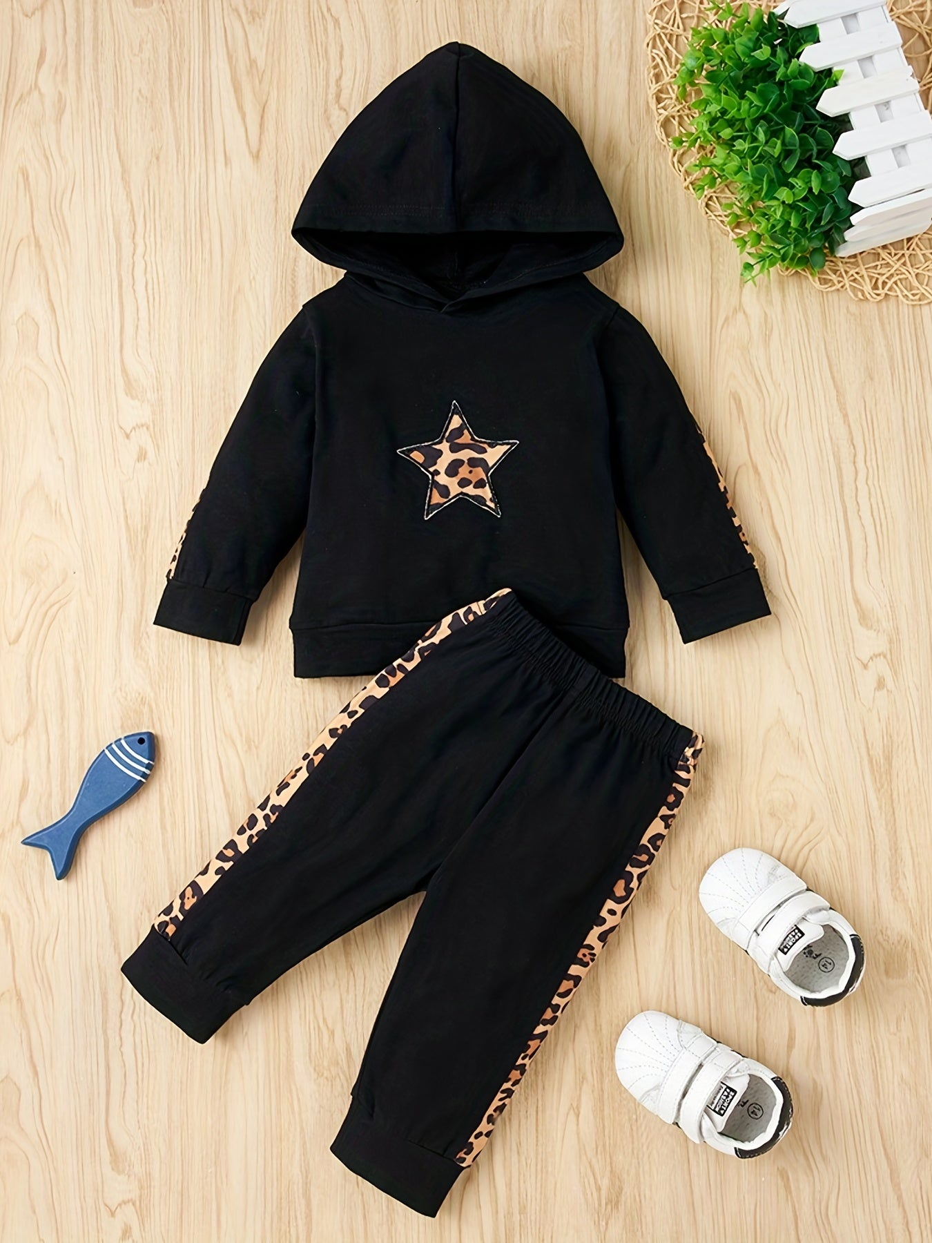 Baby Boy Leopard Print Hoodie & Trousers Set