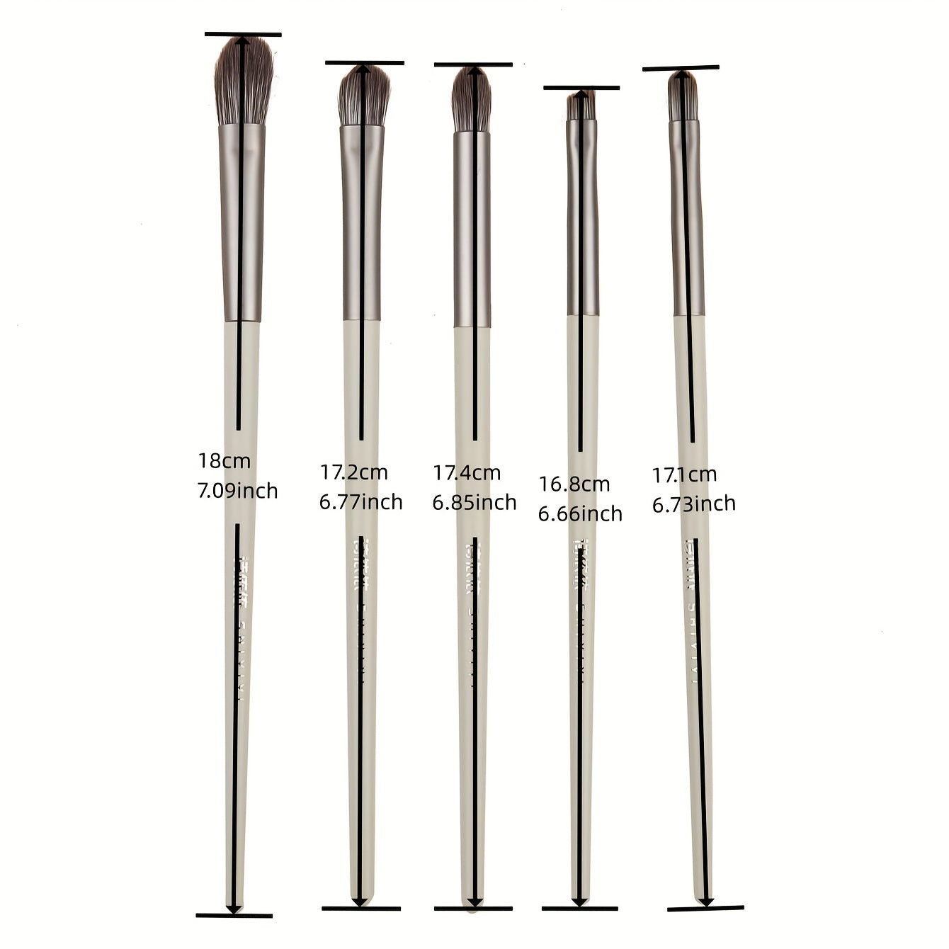 5pcs Eye Blender Brush Kit Gray Synthetic Soft Bristle Wooden Handle