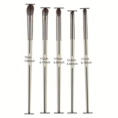 5pcs Eye Blender Brush Kit Gray Synthetic Soft Bristle Wooden Handle