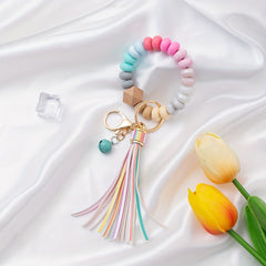 Silicone Bead Bracelet Keychain with Tassel - Birthday Party Gift