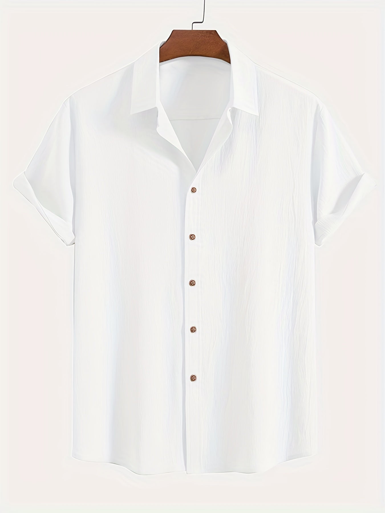 Men's Solid Lapel Short Sleeve Business Shirt