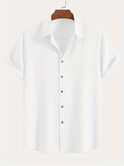 Men's Solid Lapel Short Sleeve Business Shirt
