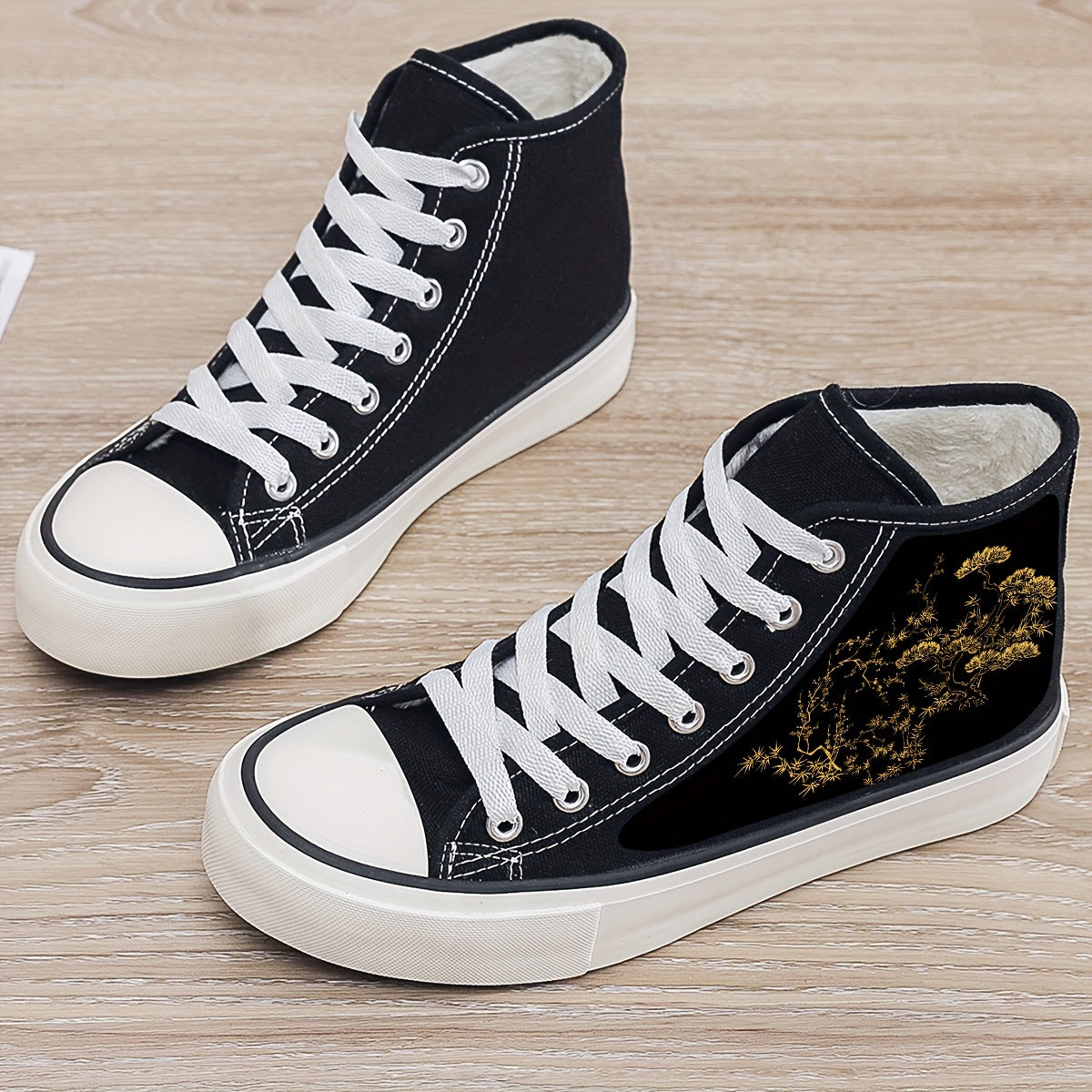 Golden Dragon Plush Lined Thermal Canvas Sneakers