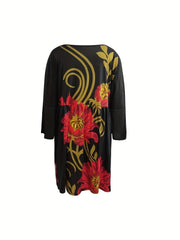 Floral Print Bell Sleeve Mini Dress