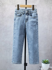 Girls Casual Straight Leg Jeans Regular Fit For Street Daily Outfit Kids Cloth