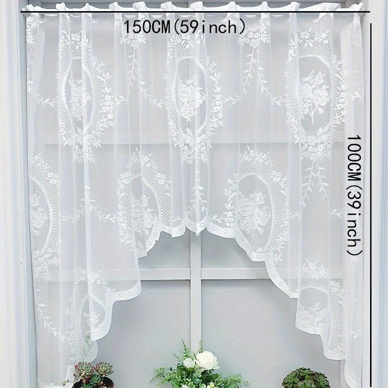 Garden Style Gauze Curtain for Kitchen Cabinet and Door Short Half Curtain