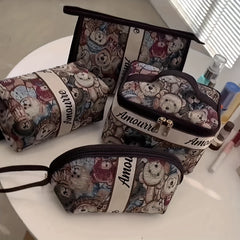 Adorable Bear Zipper Bag Large Capacity Toiletry Wash Travel Makeup Handle