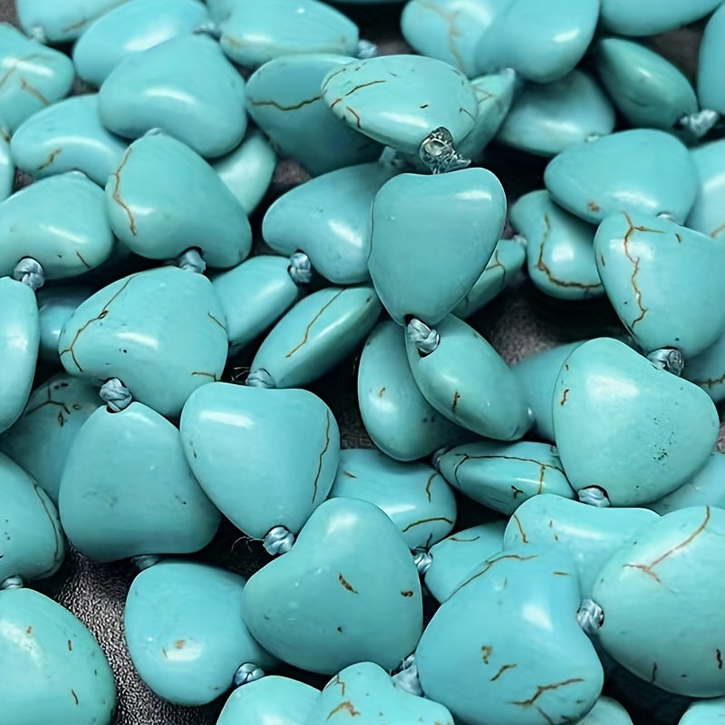 15pcs Heart Shaped Turquoise Beads DIY Loose Stone Jewelry Making