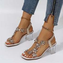 Women's Chunky Heel Sandals Open Toe Slip On Shoes